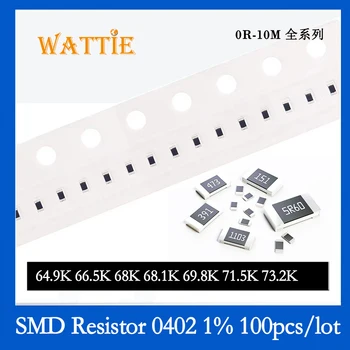 SMD резистор 0402 1% 64.9K 66.5K 68K 68.1K 69.8K 71.5K 73.2K 100 шт./лот микросхемные резисторы 1/16 Вт 1.0 мм * 0.5 мм