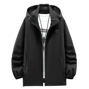 Черная походная куртка, мужское ветрозащитное пальто, большие размеры 10XL 11XL, Модная повседневная куртка с капюшоном, Мужская однотонная верхняя одежда, Большой Размер 9XL