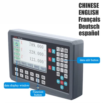 Китайский многоязычный 2-х и 3-х осевой фрезерный станок, шлифовальный станок, ЖК-дисплей DRO, цифровой дисплей для линейной шкалы, оптический энкодер, линейка