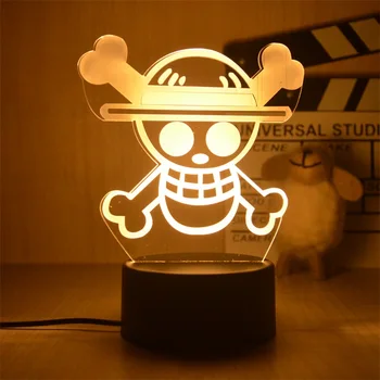 Аниме One Piece Luffy 3D Лампа Светодиодные Ночники Игрушки Ночники Украшение Детской Спальни Настольная Лампа Lampara Manga Подарок