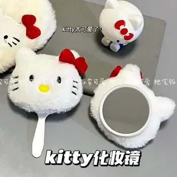 Kawaii Sanrio Hello Kitty Милая Мультяшная Девушка Ручка Зеркало Косметическое Зеркало Студенческое Портативное Зеркало Аниме Периферийный Фестиваль Подарок